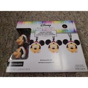 8 Disney Magic Holiday Blinking Mickey Mouse LED Light String 4982015 - NEW